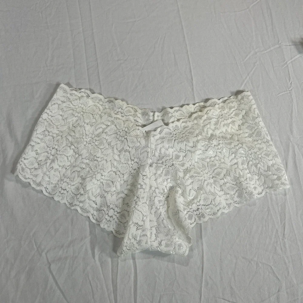 Zuliana VTG White Floral Lace Boyshort Panties Size L NWT Made in Brazil‎ New
